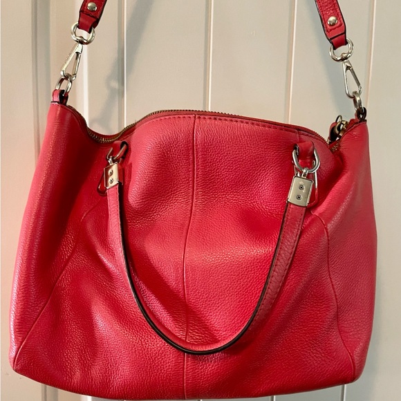 COACH SATCHEL, ORANGE WITH SILVER HARDWARE - Picture 5 of 6